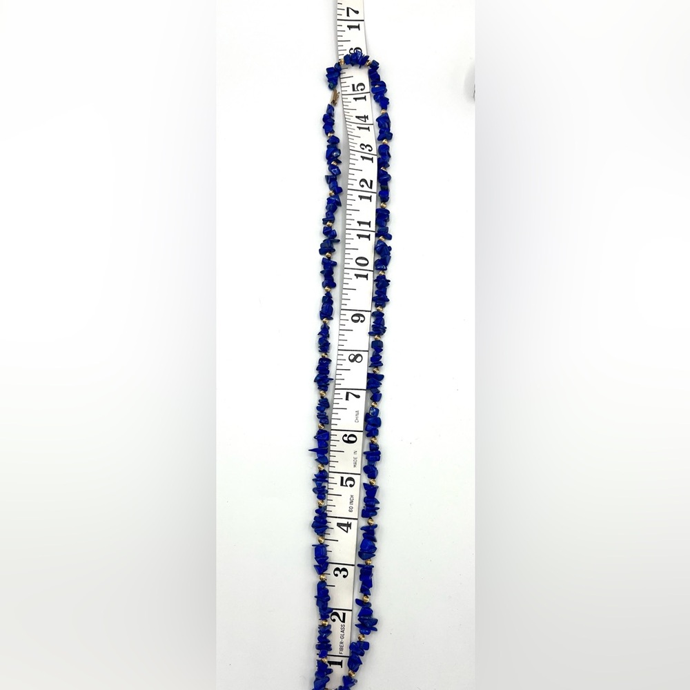 Lapis Lazuli 14K Gold Necklace. 32” length. - Picture 4 of 7